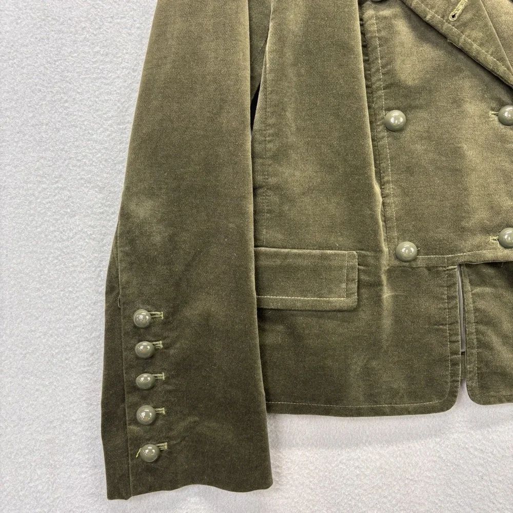 Talbots Velvet Military Button Jacket‎ Blazer Olive Green Womens 10 Quiet Luxury